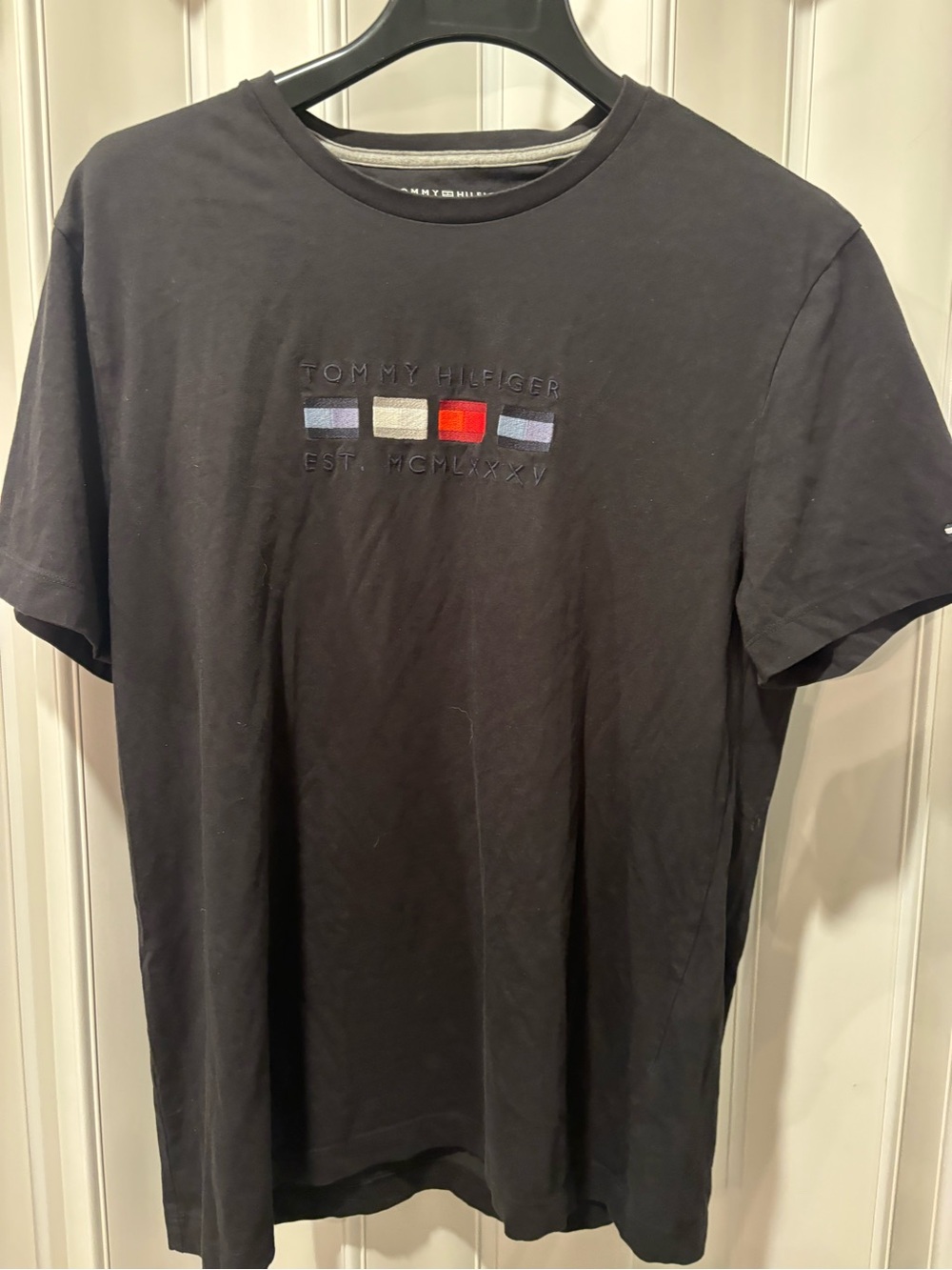Tommy Hilfiger Men's Black Logo Crew Neck T-Shirt Size Medium